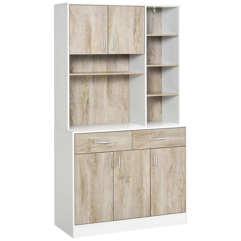 Luxurious and Versatile Kitchen Pantry Cabinet: 100x39x180cm, 6 Open Compartments, 2 Drawers, 3 Cabinets