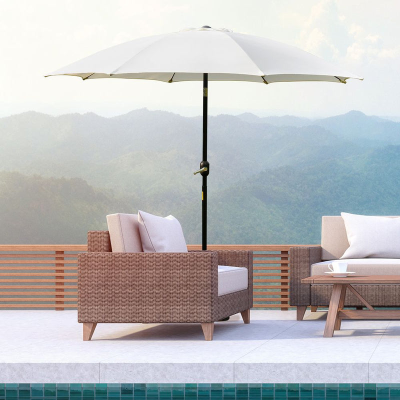 Premium Outsunny 2.6M Umbrella - Cream White, High Quality, Reliable, Durable, Stylish Design