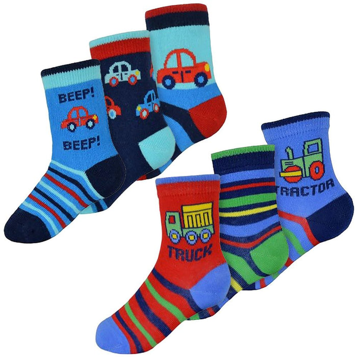 Baby Boys 6 Pack Cars / Trucks Socks