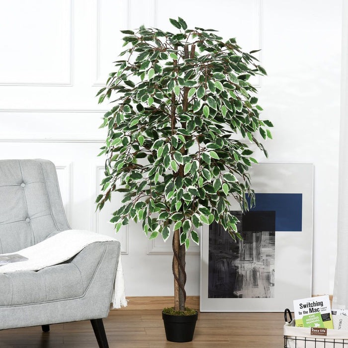 Realistic Ficus Silk Tree - Artificial Decorative Plant, 160cm - High-Quality, Low-Maintenance