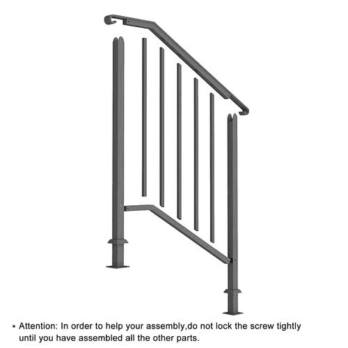 Artisasset Matte Black Outdoor 2-Step Iron Handrail （same as 82359152）