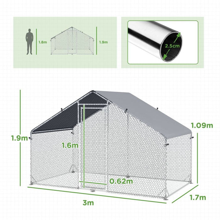 Premium Galvanized Chicken Run with Cover - Keep Your Chickens Safe and Happy Outdoors