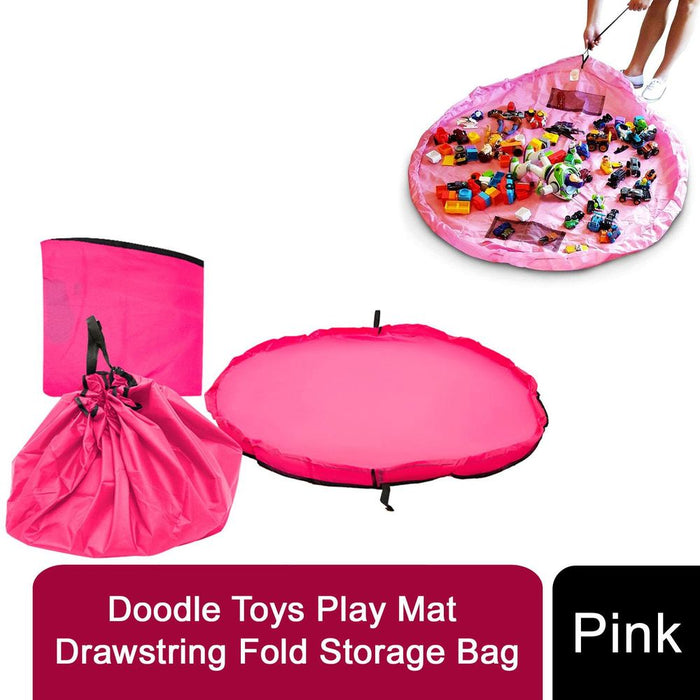 Doodle Pink Nylon Toy Storage Bag & Play Mat - Organize & Play in Style!