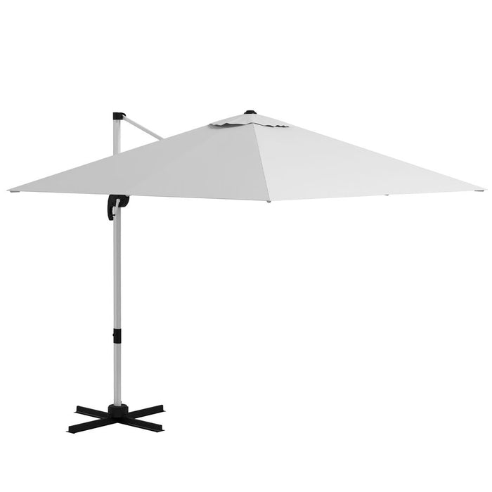 Premium Outsunny Cantilever Roma Parasol - 3m White Umbrella - Cross Base Included - High Quality