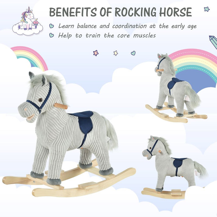 Kids Rocking Horse - Wood Base, Sound, Handlebars - Best Quality for Ages 36-72 months