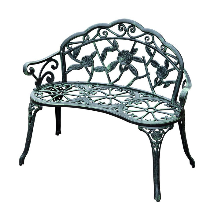 Antique Green Cast Aluminum Garden Bench