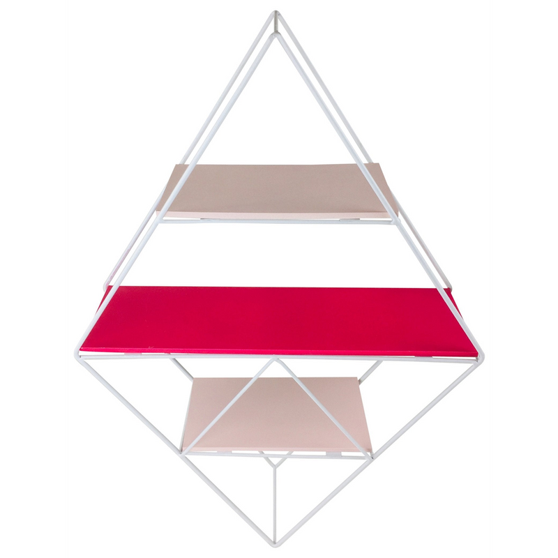 Pink Wire Geometric Shelf: Unique and Stylish Storage Solution for Any Space - High-Quality MDF Material - Wall Mountable - W40.5cm x D20.5cm x H60cm