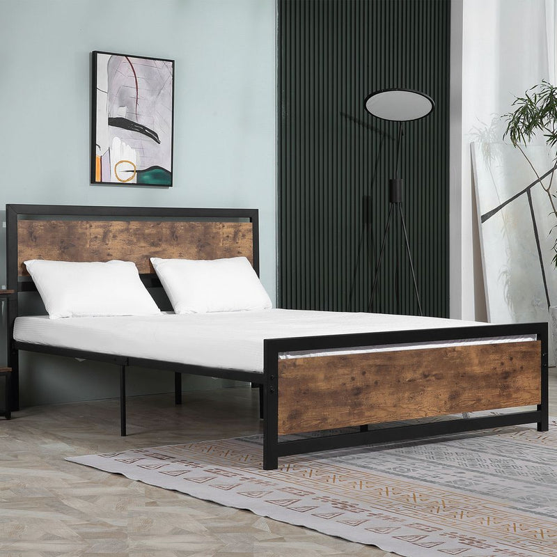HOMCOM King Size Metal Bed Frame, Headboard & Footboard, 160x208x103cm