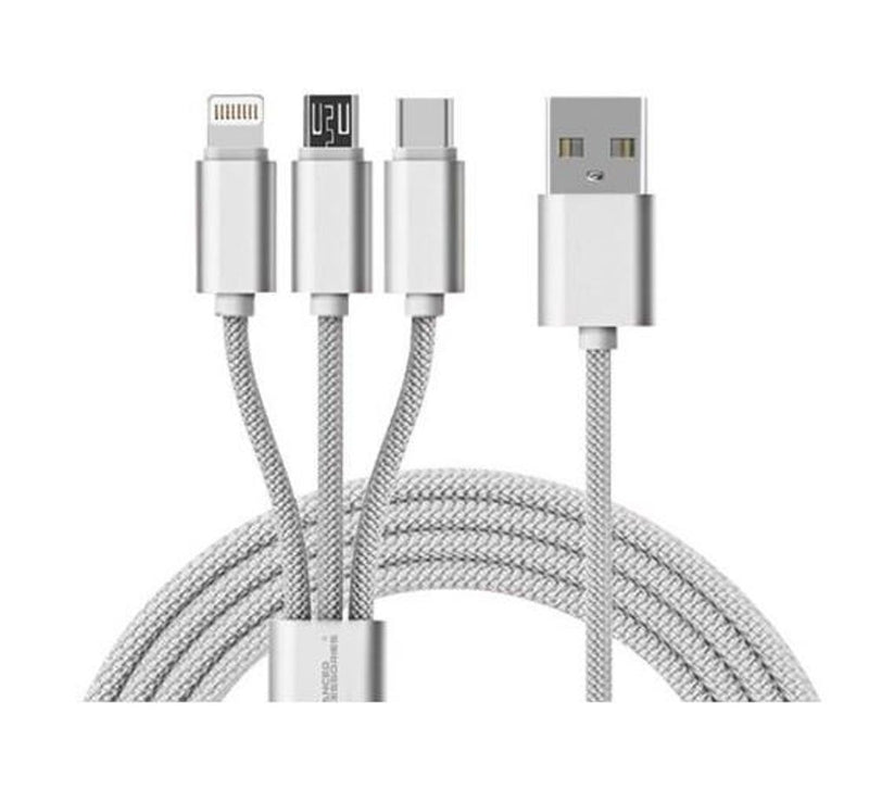 Advanced 3-in-1 USB Cable 1.2M – Lightning/USB-C/Micro – Silver