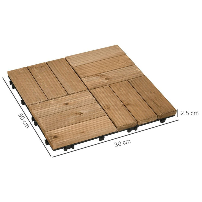 27-Piece Brown Interlocking Decking Tiles Set | Outdoor Flooring 30x30cm | Slip Resistant & Weatherproof