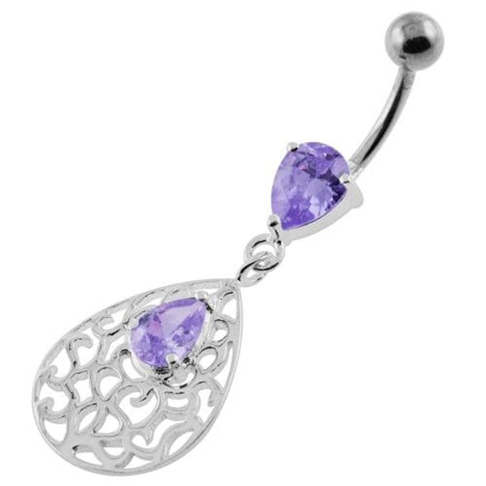 Jeweled Tear Drop Pattern belly piercing