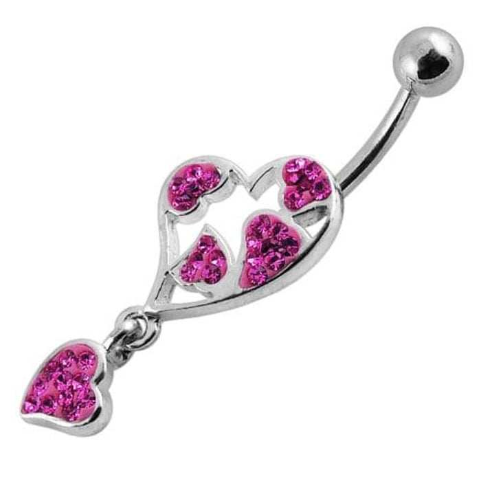 Heart Fancy Dangling Steel Banana Belly Ring