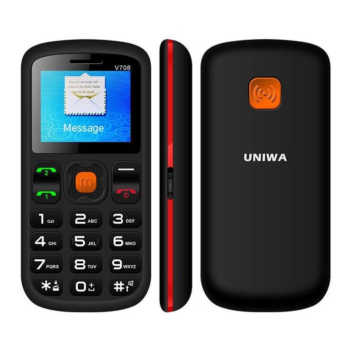 Uniwa V708 Big Button Mobile Phone For Elderly Dual SIM - SOS Mobile Phone