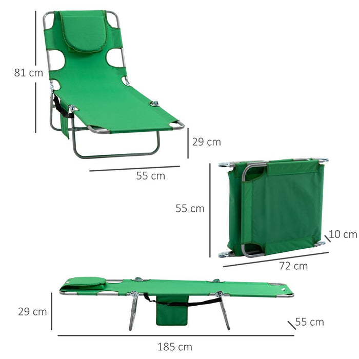 Premium Reclining Lounge Chair with Face Cavity & Pillow - Best Quality Green Garden Chair for Ultimate Relaxation!