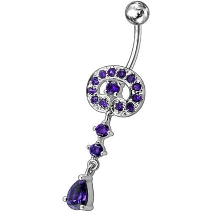 Fancy Vintage Indian Jewelry Jeweled Silver Dangling SS Bar Belly Ring