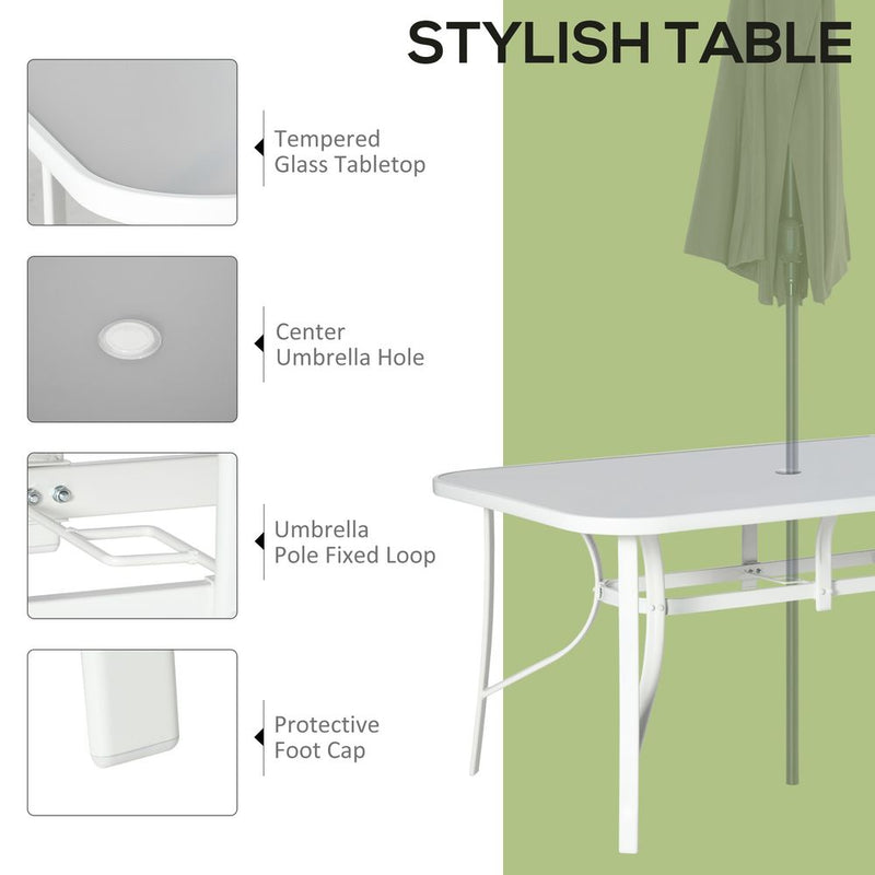 Premium 6 Seater Outdoor Dining Set | Rust-Resistant | Patio Furniture with Umbrella Hole
