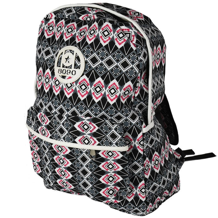 Stylish Gray Backpack with Diamond Rhomb Design - Back to School Special!