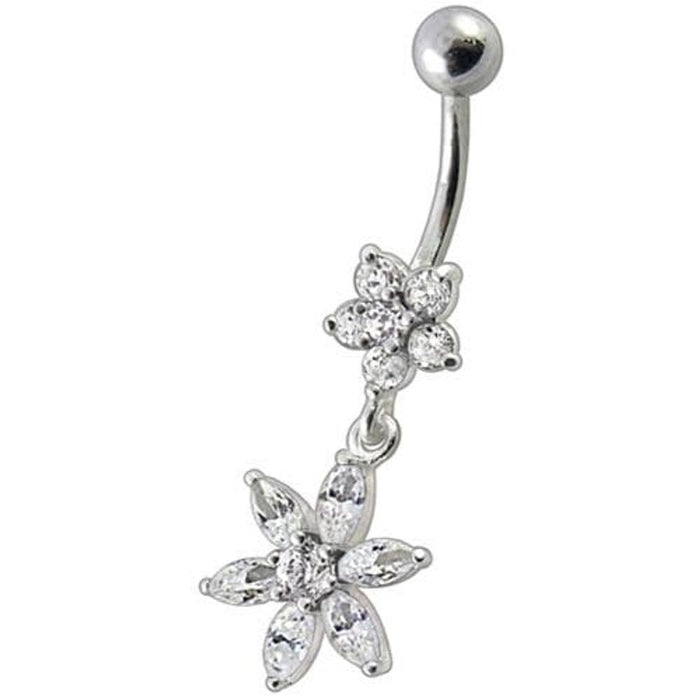 Fancy Flower Dangling Navel Ring