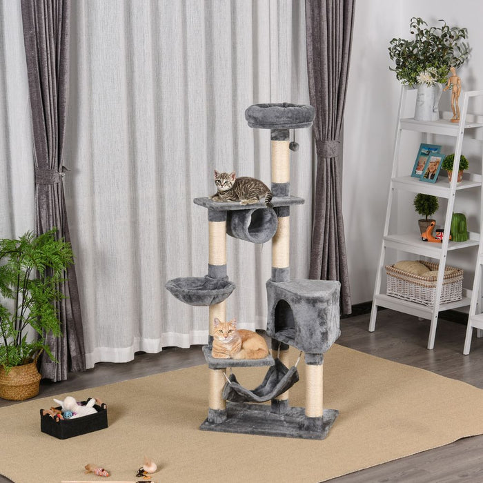 Premium 150CM Cat Tree Tower | Kittens Activity Stand House | Scratching Posts | Pawhut