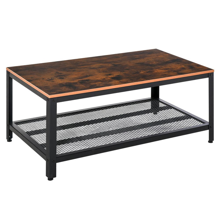 2-Tier Coffee Table, 106Lx60Wx45H cm-Wood Grain/ Black Frame Colour