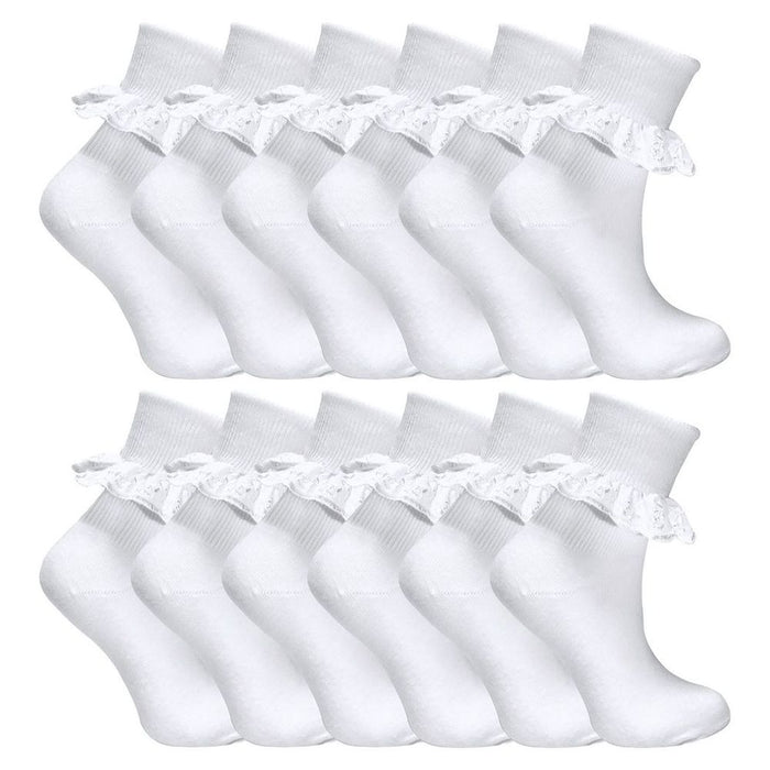 12 Pack Girls Jolie Lace Socks