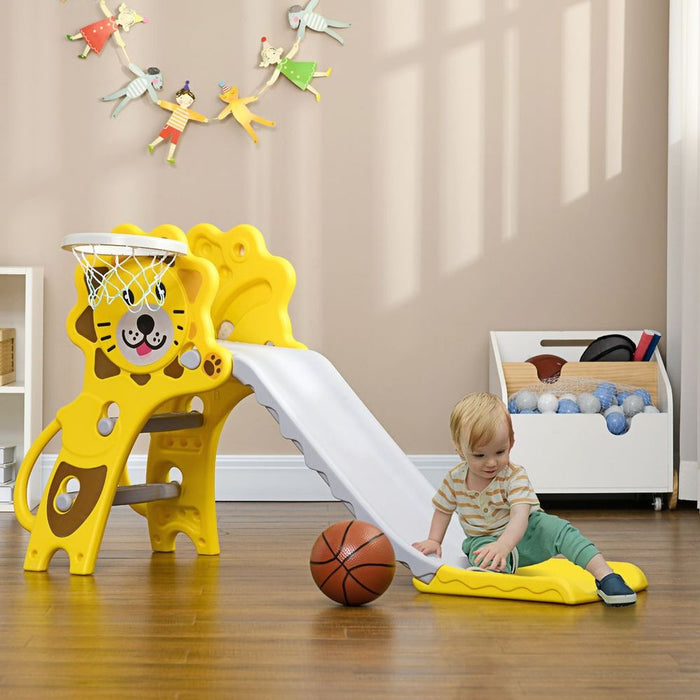 Premium Kids Slide & Basketball Hoop: Indoor Fun for Ages 18-36 Months