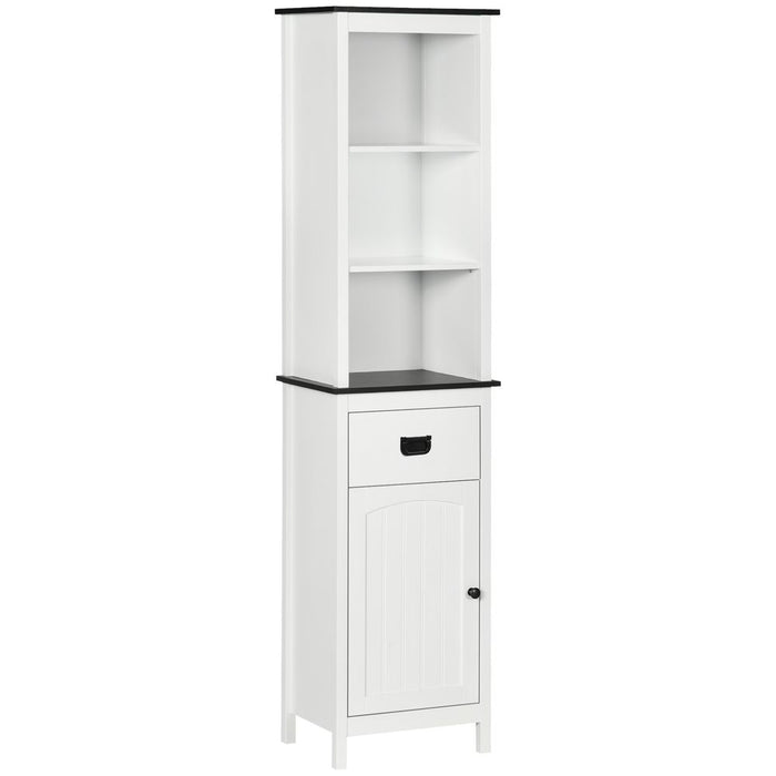 Premium Quality Freestanding Tall Bathroom Cabinet: Drawer, Adjustable Shelf, White