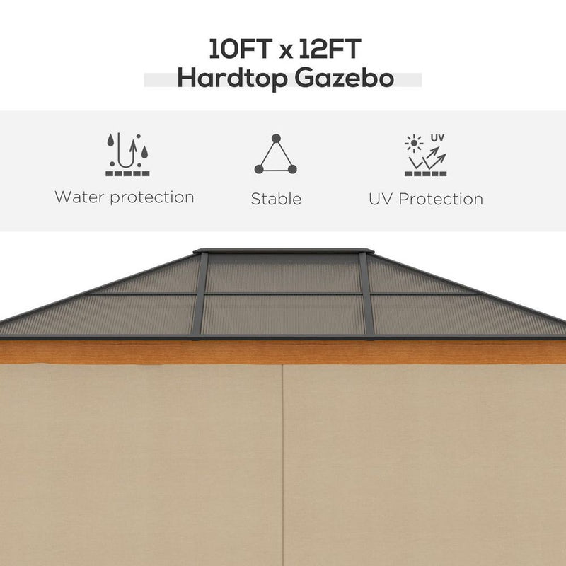Premium Khaki Hardtop Gazebo | Polycarbonate Roof | Aluminium & Steel Frame | Patio
