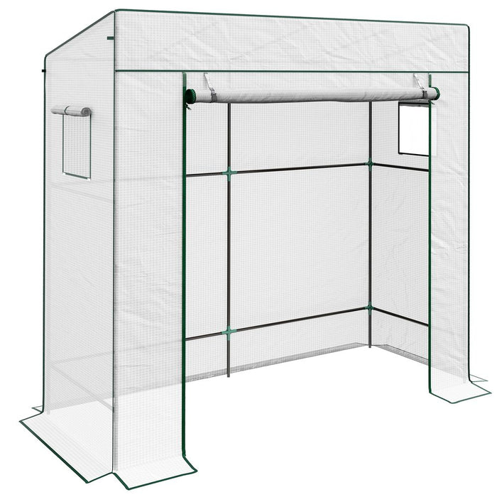 Outsunny Walk-in Garden Green House  Large Roll-up Door and 2 Mesh Windows White