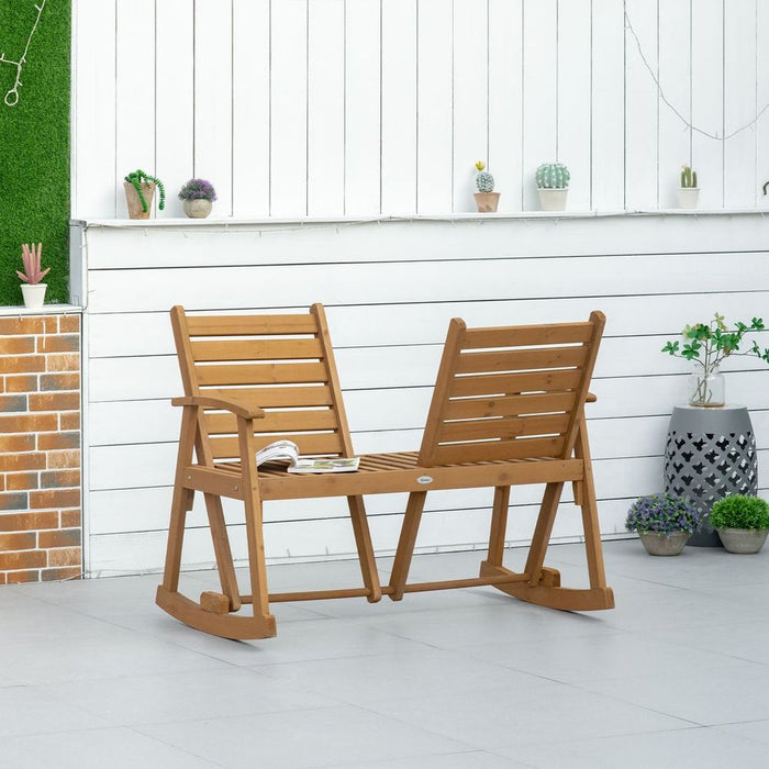 Wooden Garden Rocking Bench with Separately Adjustable Backrests