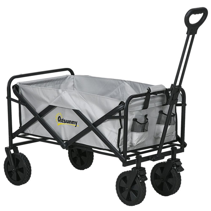 Outsunny Folding Outdoor Storage Trolley: Telescopic Handle, Brakes - High Quality Cart Bag for All Your Needs