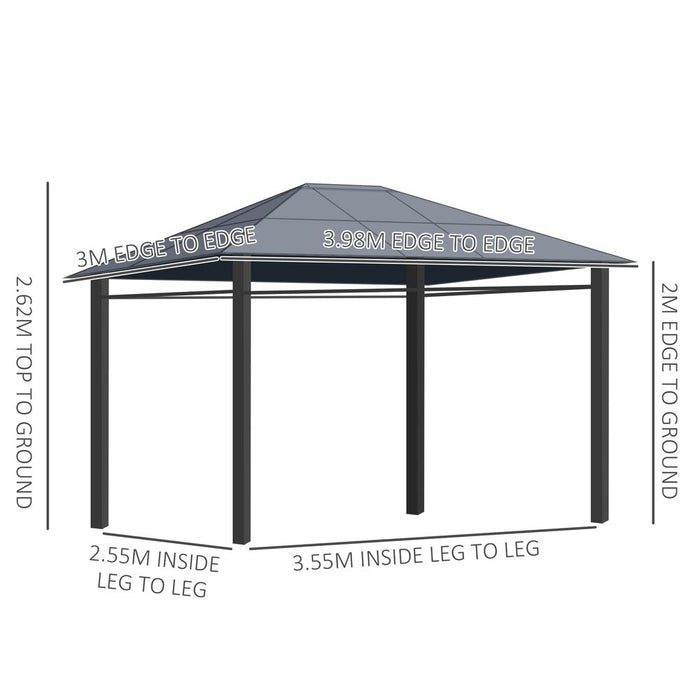 Outsunny 3 x 4m Hardtop Gazebo for Garden Party with Polycarbonate Curtains