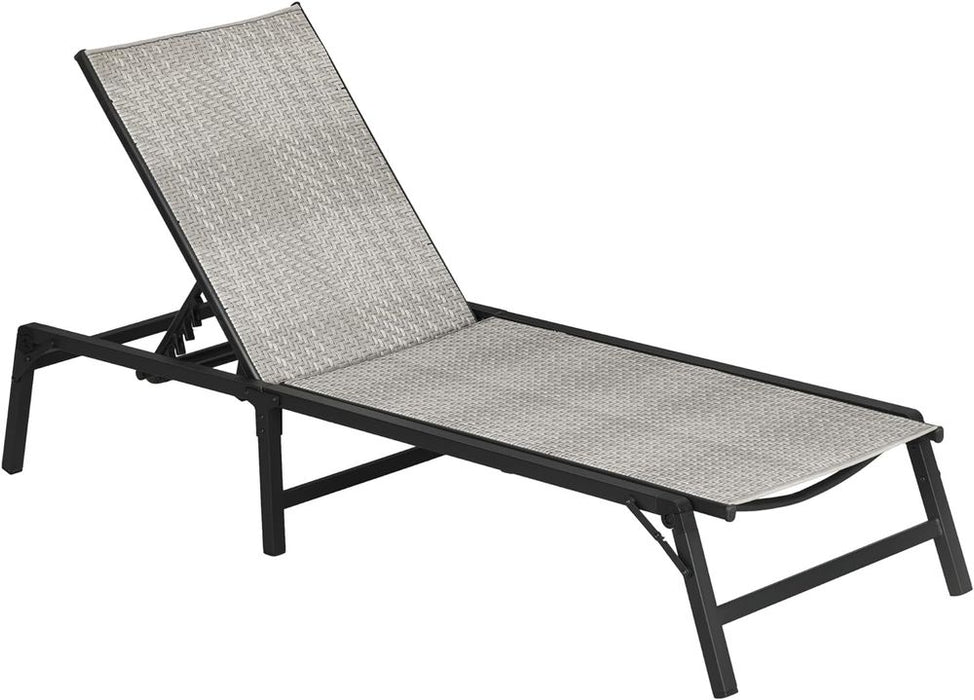 Outsunny Foldable PE Rattan Sun Lounger with 5-Level Adjustable Backrest