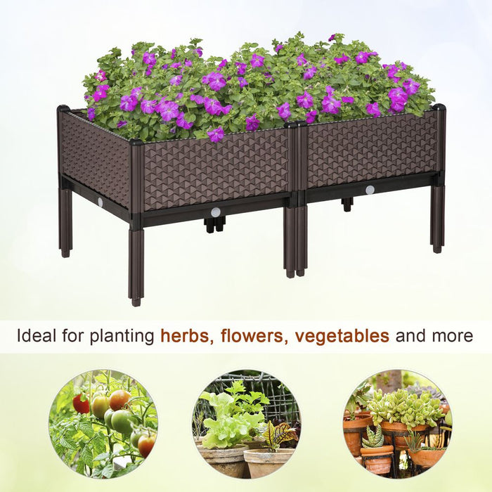 2-Piece Raised Bed & Self-Watering Planter Box - Grow Plants, Veggies, & Flowers Anywhere! Durable & Easy Assembly