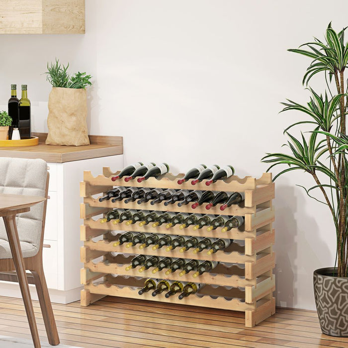 Wooden 72 Bottle 6 Tier Shelf Storage Holder Standing Wood Cellar Wine Rack