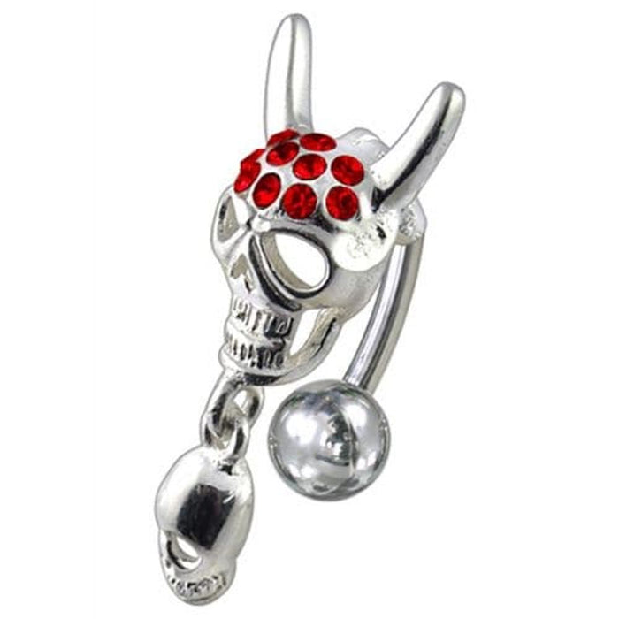 Jeweled Skull Dangling Reverse Belly Ring