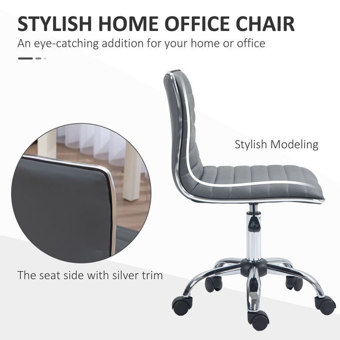 Premium Ergonomic Dark Grey Office Chair: HOMCOM Armless Mid-Back, Adjustable, 360 Swivel