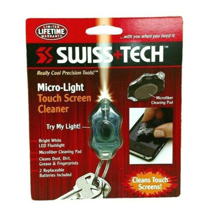 Swiss Tech Micro LED Touch Screen Cleaner | Cleaning Microfabric Pad | Built-in Flashlight | Quality