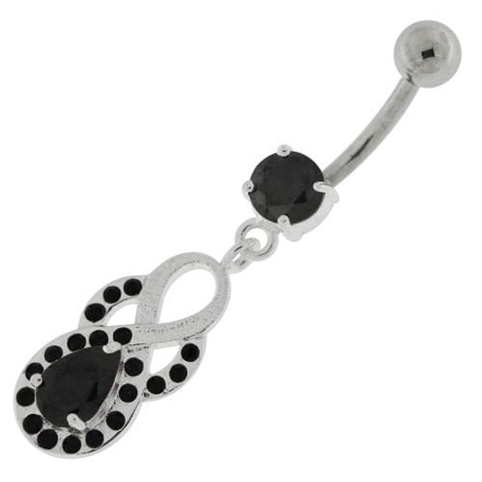 Tear Drop CZ with Fusion Infinity Dangling Navel Belly Button Ring