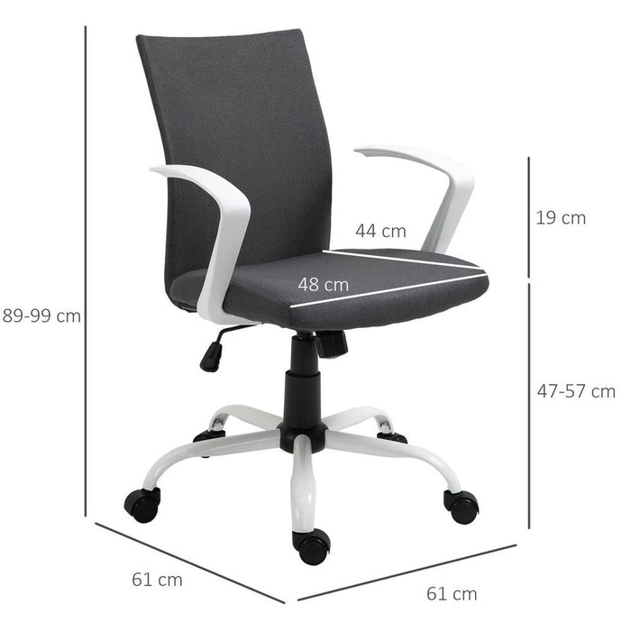 Dark Grey Linen Swivel Office Chair - Adjustable Height, Ergonomic, Comfortable - Home Study Task Chair