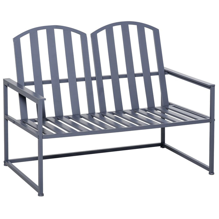 Durable 2 Seat Steel Patio Bench - Stylish Design for Backyard, Porch - Garden Furniture by Outsunny