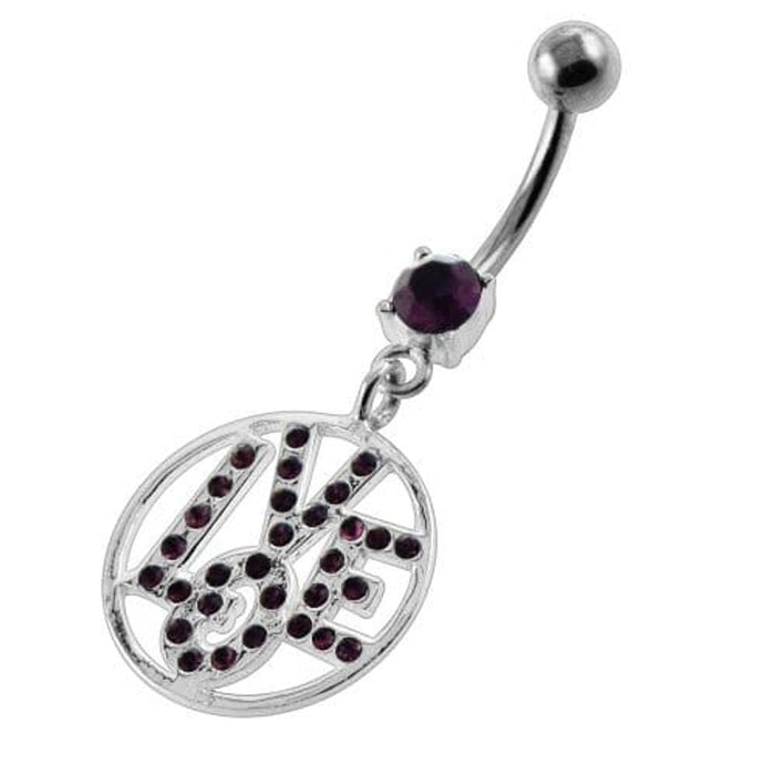 Jeweled Word LOVE Navel Belly Button Piercing