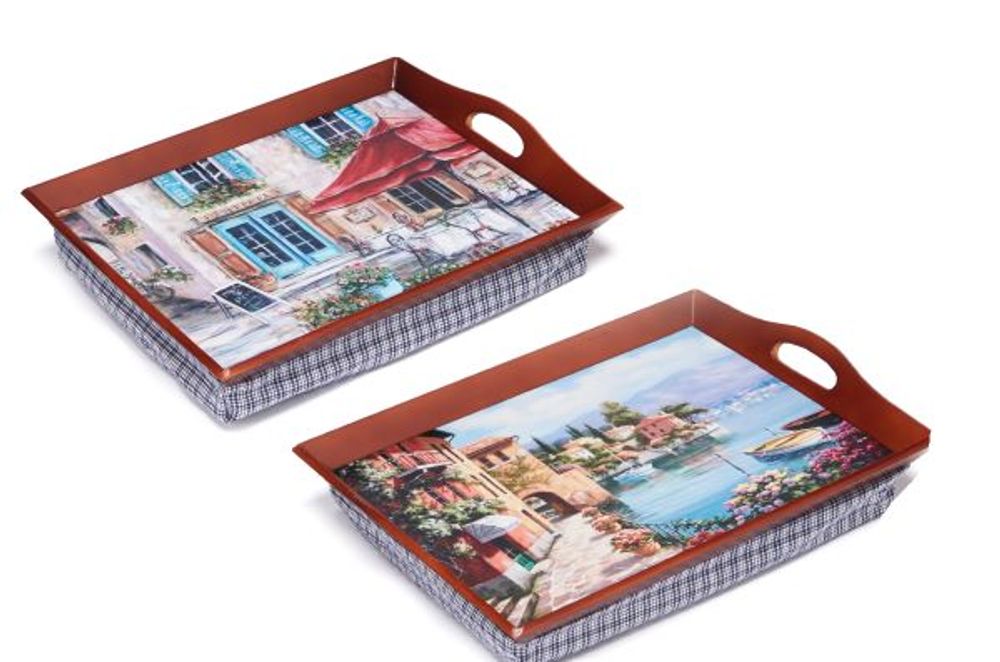 Padded Lap Trays - Pack of 2. Ideal for Eating, Working, Crafting, and Reading. Strong Construction, Easy Grip Handles, Non-Slip Surface. Comfortable and Stable.