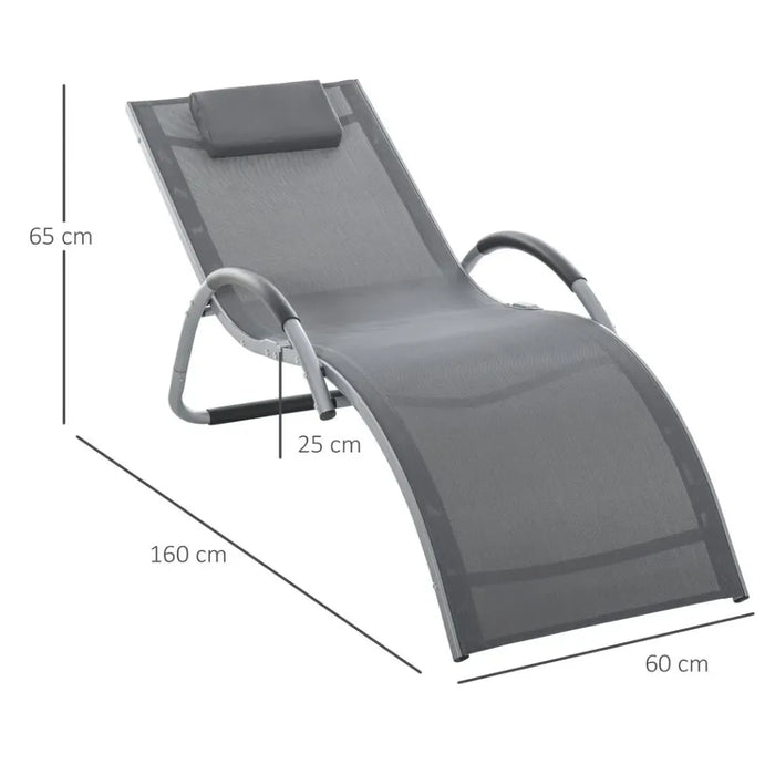 Portable Lounger Chair with Removable Pillow - Beach Yard Armchair, Dark Grey