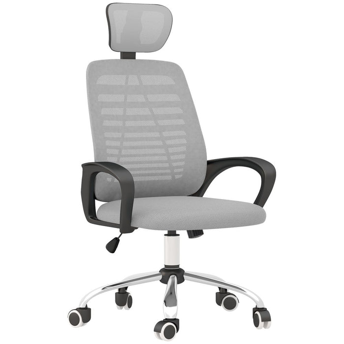 Premium Vinsetto Mesh Office Chair - Comfortable, Rotatable Headrest - Grey