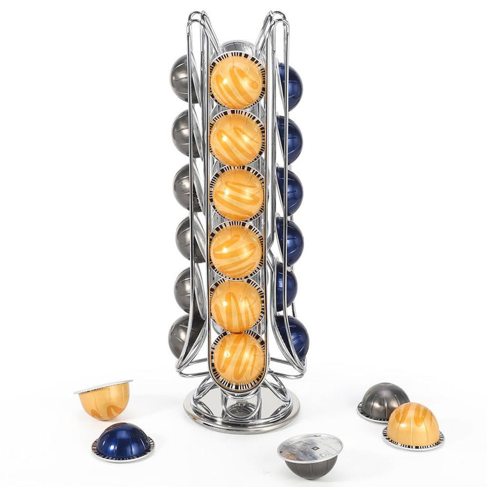 VINSANI CHROME 24 COFFEE POD STAND - Organize and Display your Flavors with this Sleek Holder!