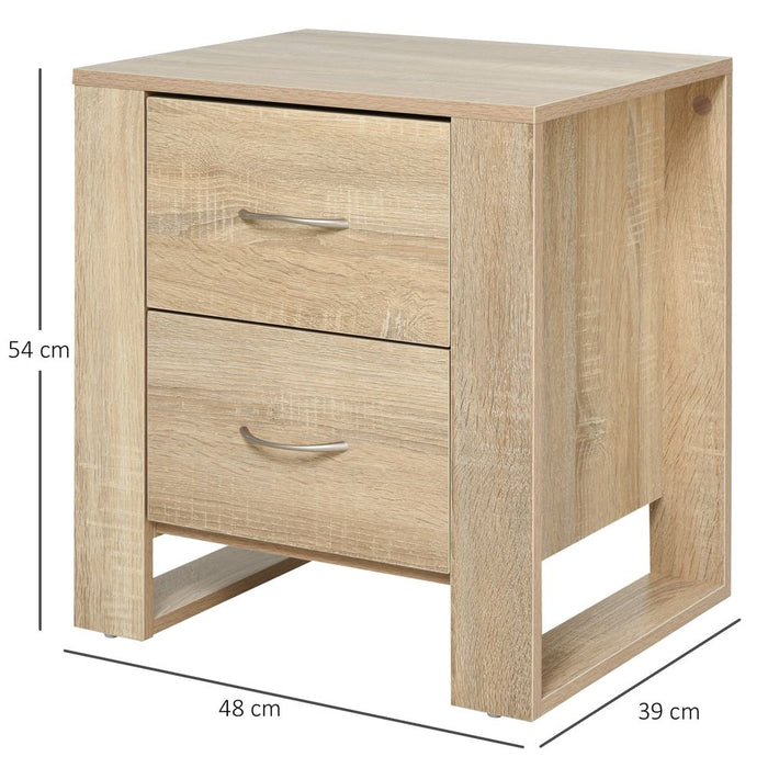 Particle Board 2-Drawer Bedside Table Natural