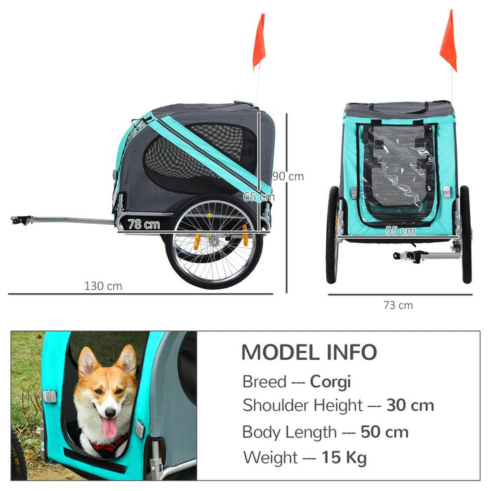 Premium Pet Bike Trailer for Dogs & Cats - Water Resistant, Hitch Coupler, Green