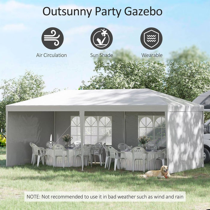 6m x 3m Garden Gazebo Marquee Canopy Party Tent Canopy Patio White