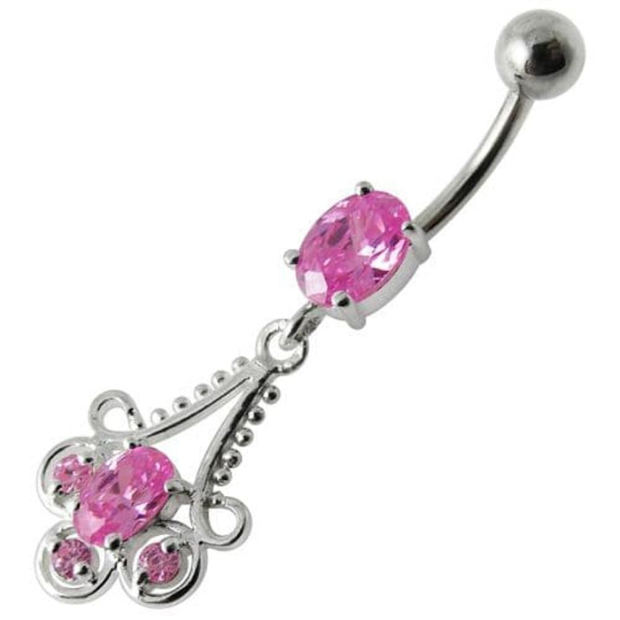 Fancy  Stone Jeweled Dangling  Bar Belly Ring